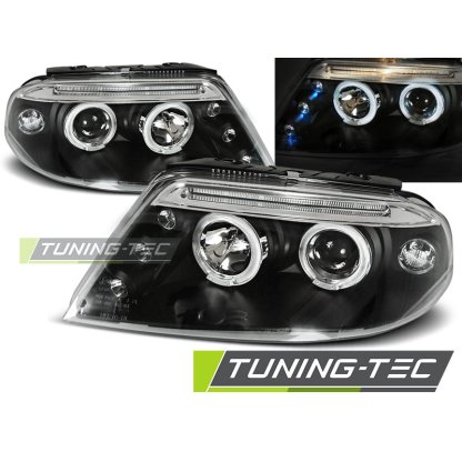 Přední světla angel eyes VW Passat 3BG - černé