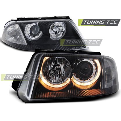 Přední světla angel eyes VW Passat 3BG černé