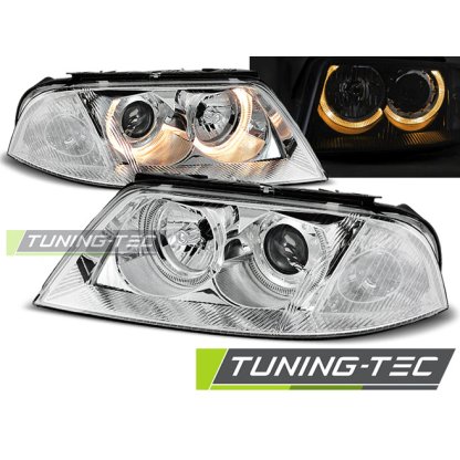 Přední světla angel eyes VW Passat 3BG chromové