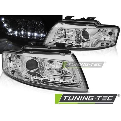 Přední světla čirá s LED Audi A4 B6 cabrio 02-05 Chromová