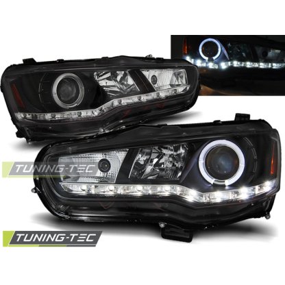 Přední světla Devil eyes LED Mitsubishi Lancer VIII/8 08-11 černá