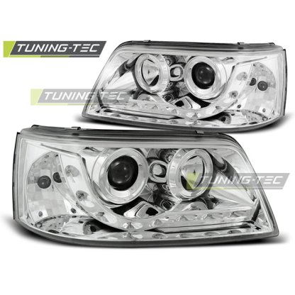 Přední světla Devil Eyes LED VW T5 chromové