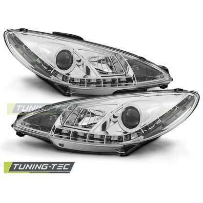 Přední světla Devil Eyes s LED Peugeot 206 chromové