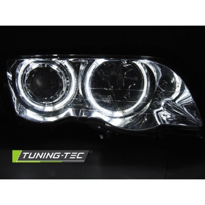 Přední světla LED Angel eyes BMW E46 sedan/touring 98-01 chrom