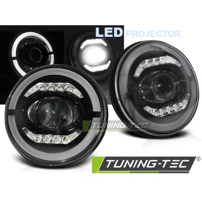 Přední světla LED angel eyes Jeep Wrangler TJ/LJ/JK 96-18 černá