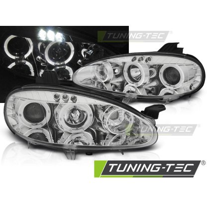 Přední světla LED, angel eyes, Mazda MX5 01-05 chromová
