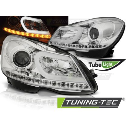 Přední světla LED blinkr TubeLights Mercedes-Benz C W204 11-14 chrom