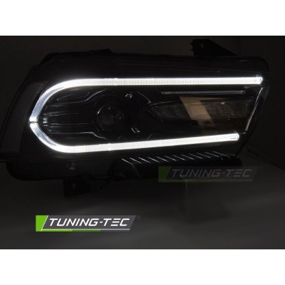 Přední světla, LED dynamický blinkr, LED denní světla pro DODGE CHARGER LX II 2011-2015 černá