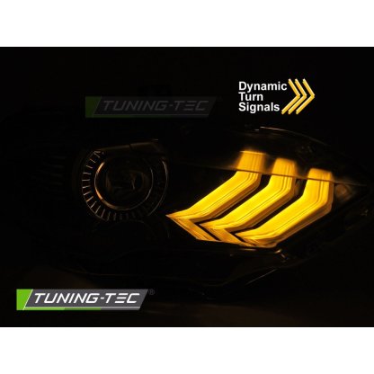 Přední světla LED, LED denní světla pro FORD MUSTANG 2018-2021 černá, RGB blinkr