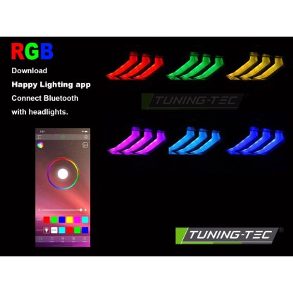 Přední světla LED, LED denní světla pro FORD MUSTANG 2018-2021 černá, RGB blinkr