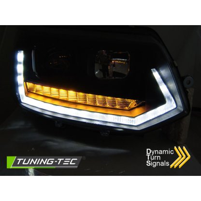 Přední světla LED s denními světly VW T5 09-14 s dynamickým LED blinkrem, černá