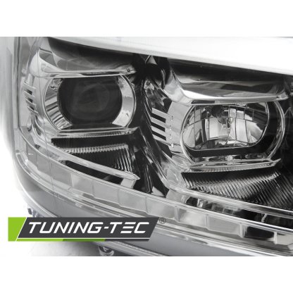 Přední světla LED s denními světly VW T5 09-14 s dynamickým LED blinkrem chromová
