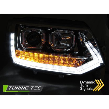 Přední světla LED s denními světly VW T5 09-14 s dynamickým LED blinkrem, chromová