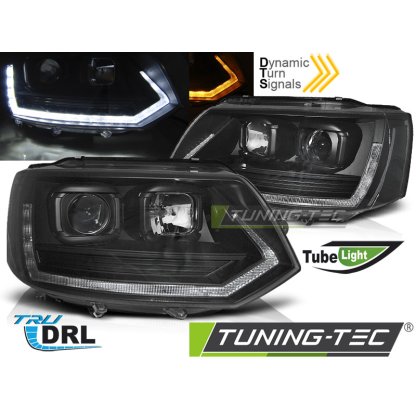 Přední světla LED s denními světly VW T5 09-15 s dynamickým LED blinkrem, T6 style, černá