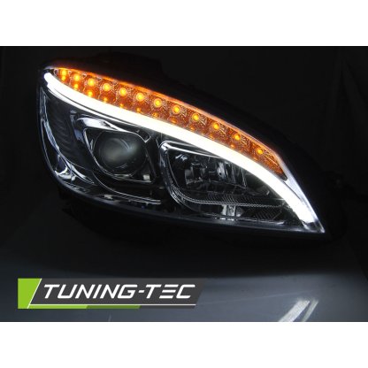 Přední světla LED s Mercedes-Benz C W204 07-10 s dynamickým LED blinkrem chromová