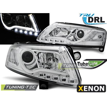 Přední světla LED TubeLights a LED denními světly Audi A6 4F xenon 04-08 chrom