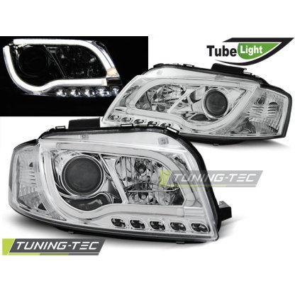 Přední světla LED TubeLights Audi A3 8P 03-08 chrom