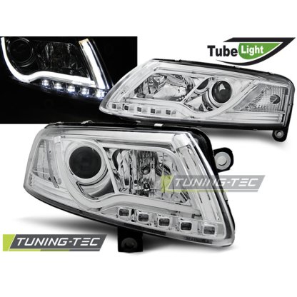 Přední světla LED TubeLights Audi A6 4F 04-08 chrom