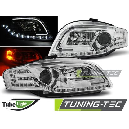 Přední světla LED TubeLights,LED blinkr AUDI A4 B7 04-08 chrom