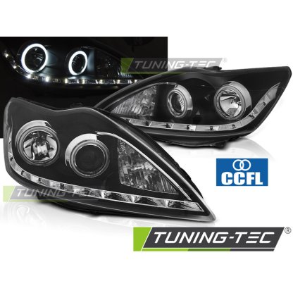 Přední světla s CCFL Angel Eyes a LED Ford Focus II 08-10 černá