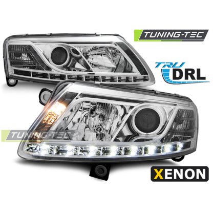 Přední světla s denními světly xenon D2S Audi A6 C6 04-08 chrom