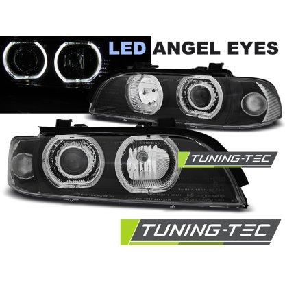 Přední světla s LED angel eyes BMW 5 E39 černá