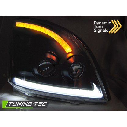 Přední světla s LED bar, LED dynamický blinkr, Toyota Land Cruiser 120 03-09 černá