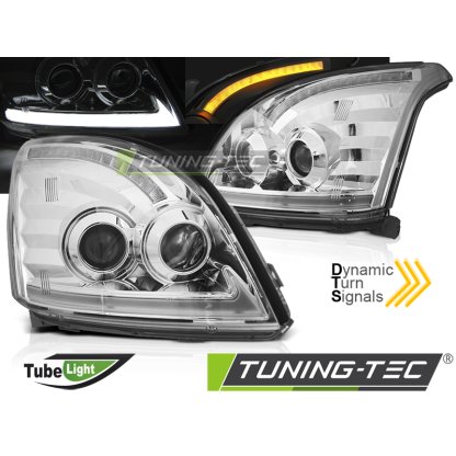 Přední světla s LED bar, LED dynamický blinkr, Toyota Land Cruiser 120 03-09 chromová