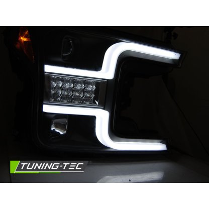 Přední světla s LED bar, LED dynamickým blinkrem Ford F150 MK13 17-20 černá
