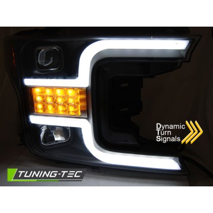 Přední světla s LED bar, LED dynamickým blinkrem Ford F150 MK13 17-20 černá