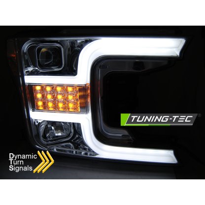 Přední světla s LED bar, LED dynamickým blinkrem Ford F150 MK13 17-20 chromová