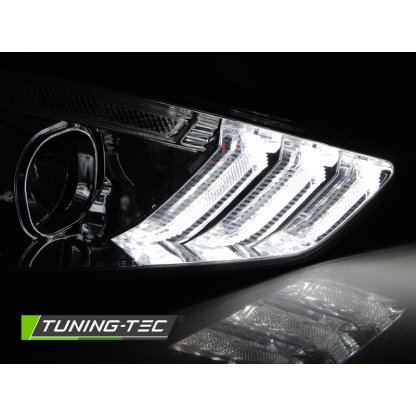 Přední světla s LED denním světlem, SEQ blinkrem, Ford Focus MK3 15-18 chromová