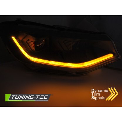 Přední světla s LED denními světly, LED dynamickým blinkrem VW Caddy 20- černá