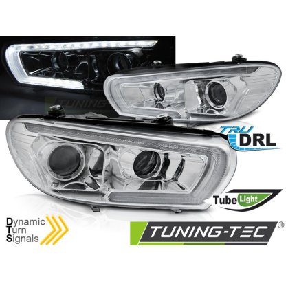 Přední světla s LED denními světly, LED dynamickým blinkrem VW Scirocco 14-17 chromová