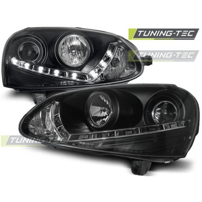 Přední světla s LED denními světly VW Golf V 03-09 černé