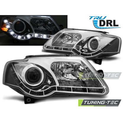 Přední světla s LED denními světly VW Passat 3C 05-10 chrom