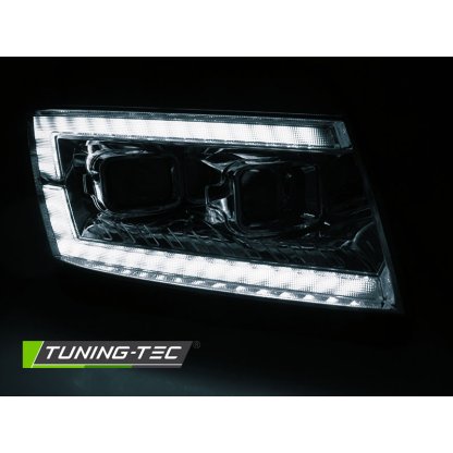 Přední světla s LED dynamickým blinkrem, denní svícení, pro VW Crafter II 17- chromová