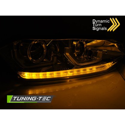 Přední světla s LED dynamickým blinkrem, LED Angel Eyes VW Polo VI 2G 17- chromová