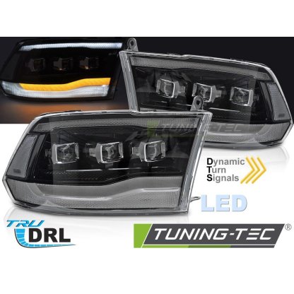 Přední světla s LED dynamickým blinkrem, LED denní světla pro DODGE RAM 1500 2009-2018 černá