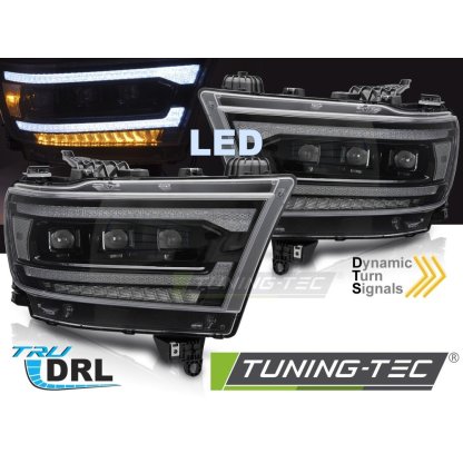 Přední světla s LED dynamickým blinkrem, LED denní světla pro DODGE RAM 1500 2019-2022 černá