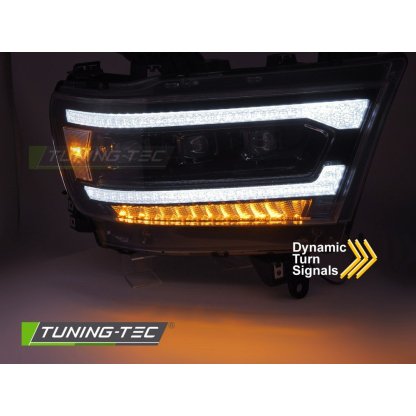Přední světla s LED dynamickým blinkrem, LED denní světla pro DODGE RAM 1500 2019-2022 černá