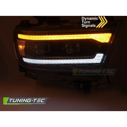 Přední světla s LED dynamickým blinkrem, LED denní světla pro DODGE RAM 1500 2019-2022 černá