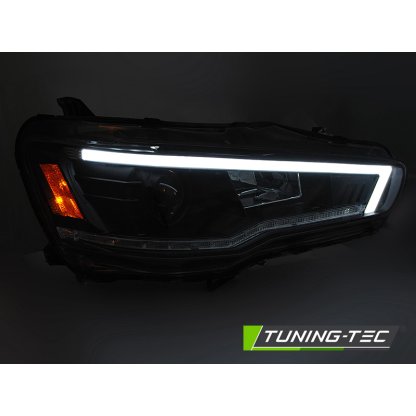 Přední světla s LED dynamickým blinkrem, pro Mitsubishi Lancer 8 (08-16) černá