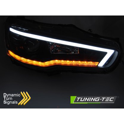 Přední světla s LED dynamickým blinkrem, pro Mitsubishi Lancer 8 (08-16) černá