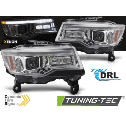 Přední světla s LED, LED denní světla, pro JEEP GRAND CHEROKEE 2014-2021 chromová