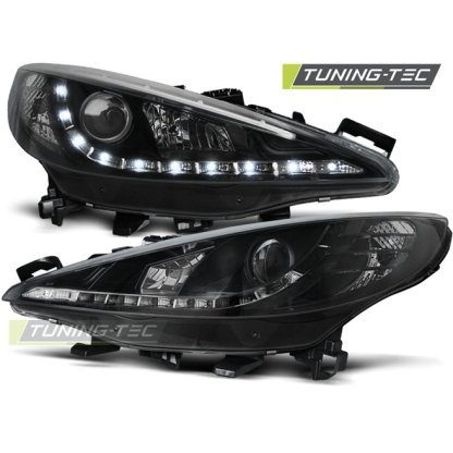 Přední světla s LED Peugeot 207 06-12 s motorkem naklápění černá