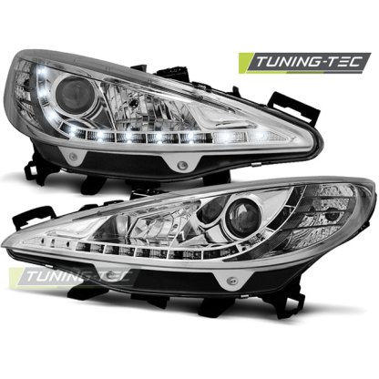 Přední světla s LED Peugeot 207 06-12 s motorkem naklápění chromová