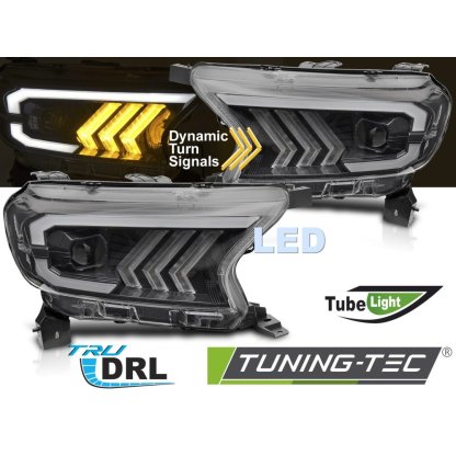 Přední světla s LED pro FORD RANGER V 2016-2022 černá