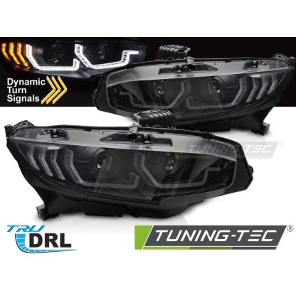 Přední světla s LED pro HONDA CIVIC X 2016-2021 černá