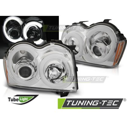 Přední světla s LED TUBE Chrysler Jeep Grand Cherokee 05-08 chromová